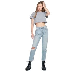 Hidden Straight Leg Distressed Jeans